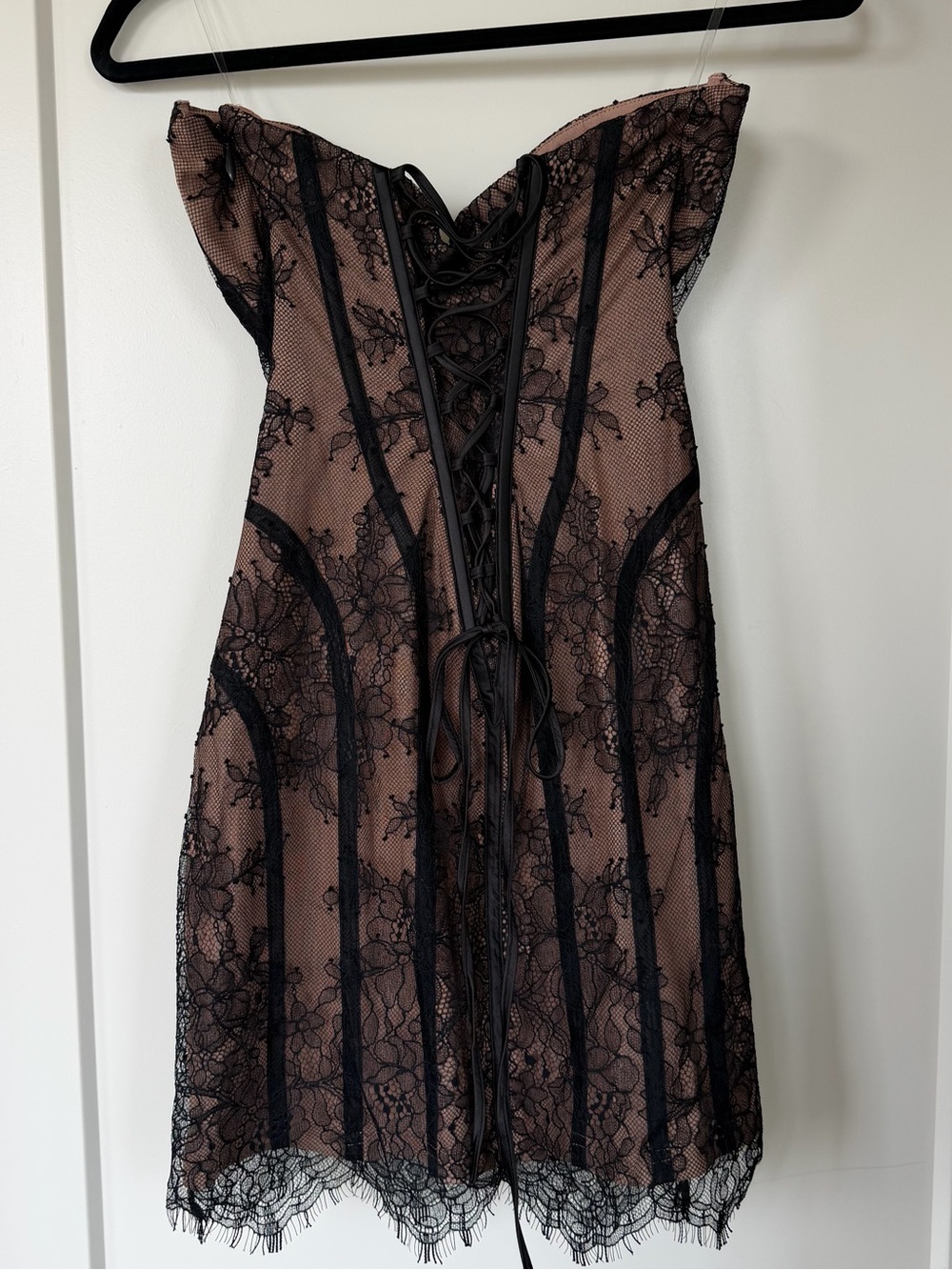 Strapless Black Lace Mini Dress - Picture 6 of 10